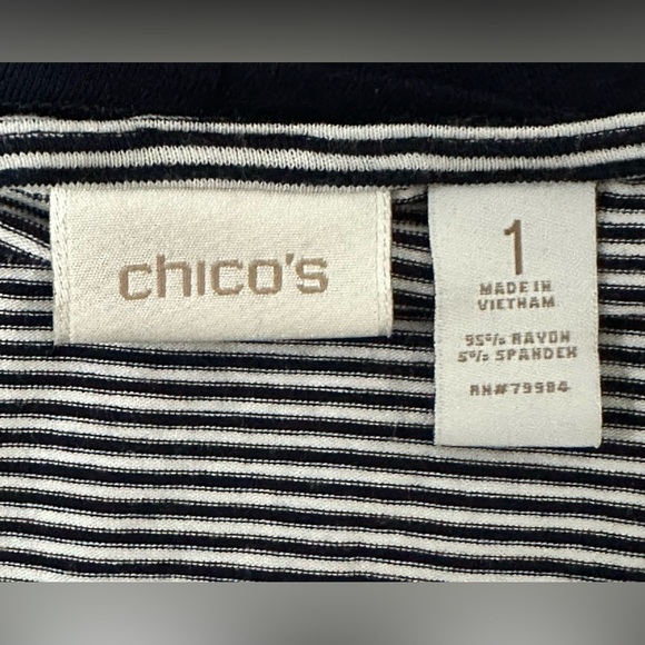Chico’s Unique Layered Top - Navy Solid/Stripe Knit 🌟 - Picture 6 of 7